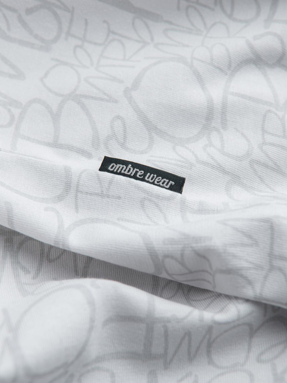 Ombre Clothing Muške pamučne majice s tiskanim slovima i džepom - bijelo-siva V3 S2042 Ombre Clothing