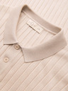 Ombre Clothing Muška polokošulja SLIM FIT od viskozne s okomitim prugama - bež V2 OM-POSS-0169 Ombre Clothing