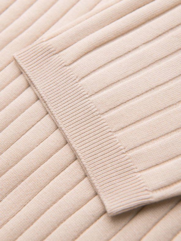 Ombre Clothing Muška polokošulja SLIM FIT od viskozne s okomitim prugama - bež V2 OM-POSS-0169 Ombre Clothing