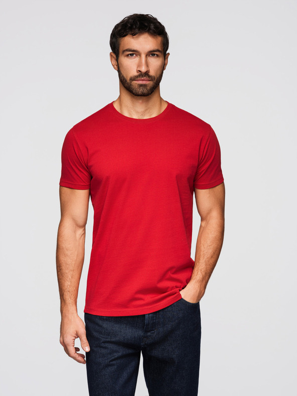 Ombre Clothing Muška pamučna majica BASIC s okruglim izrezom - crna/bijela/tamno crvena V6 OM-TSBS-0268 Ombre Clothing