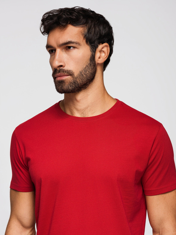 Ombre Clothing Muška pamučna majica BASIC s okruglim izrezom - crna/bijela/tamno crvena V6 OM-TSBS-0268 Ombre Clothing