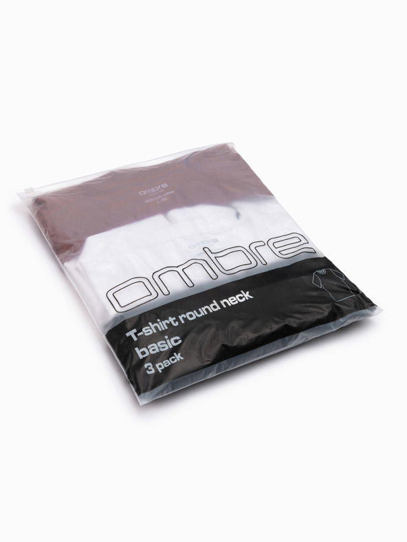 Ombre Clothing Muška pamučna majica BASIC s okruglim izrezom - crna/bijela/tamno crvena V6 OM-TSBS-0268 Ombre Clothing