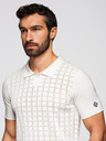 Ombre Clothing Muška viskozna profolirano polokošulja - bijela V1 OM-POSS-0168 Ombre Clothing