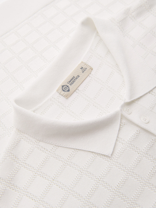 Ombre Clothing Muška viskozna profolirano polokošulja - bijela V1 OM-POSS-0168 Ombre Clothing