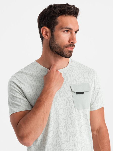 Ombre Clothing Muška pamučna majica s tiskanjem slova i džepom - žuto-zelena V4 S2042 Ombre Clothing