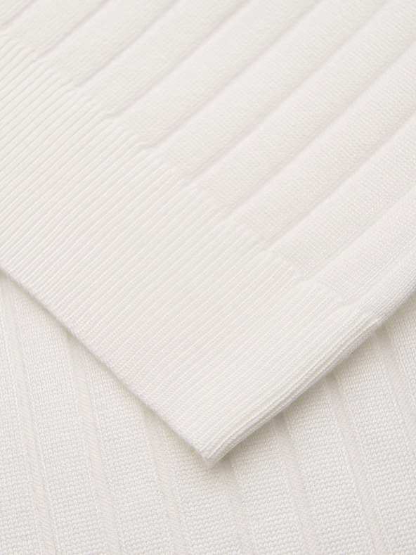 Ombre Clothing Muška polokošulja SLIM FIT od viskozne s okomitim prugama - broken white V3 OM-POSS-0169 Ombre Clothing