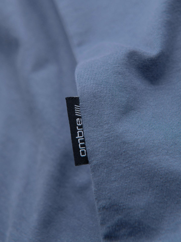Ombre Clothing Muška pamučna majica BASIC s okruglim izrezom - bijela/grafit/plava od denimaV8 OM-TSBS-0268 Ombre Clothing