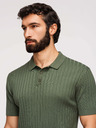 Ombre Clothing Muška polokošulja SLIM FIT od viskozne s okomitim rebrastim vezom - maslinasto zelena V4 OM-POSS-0169 Ombre Clothing