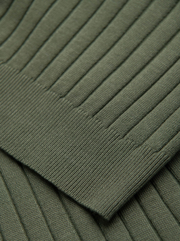 Ombre Clothing Muška polokošulja SLIM FIT od viskozne s okomitim rebrastim vezom - maslinasto zelena V4 OM-POSS-0169 Ombre Clothing