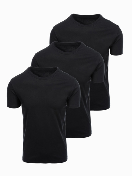 Ombre Clothing Muška pamučna majica BASIC s okruglim izrezom - 3x crna V9 OM-TSBS-0268 (3x BLACK) Ombre Clothing