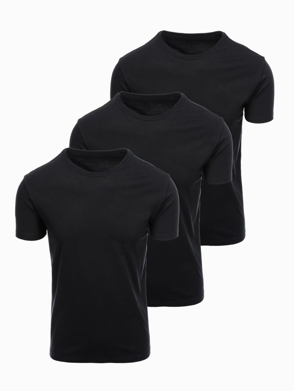 Ombre Clothing Muška pamučna majica BASIC s okruglim izrezom - 3x crna V9 OM-TSBS-0268 (3x BLACK) Ombre Clothing