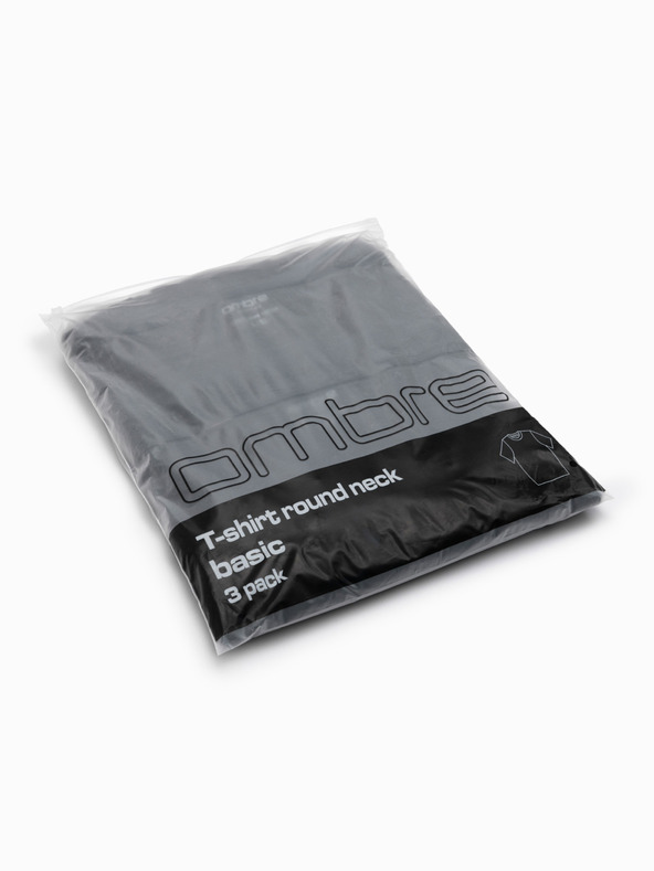 Ombre Clothing Muška pamučna majica BASIC s okruglim izrezom - 3x crna V9 OM-TSBS-0268 (3x BLACK) Ombre Clothing