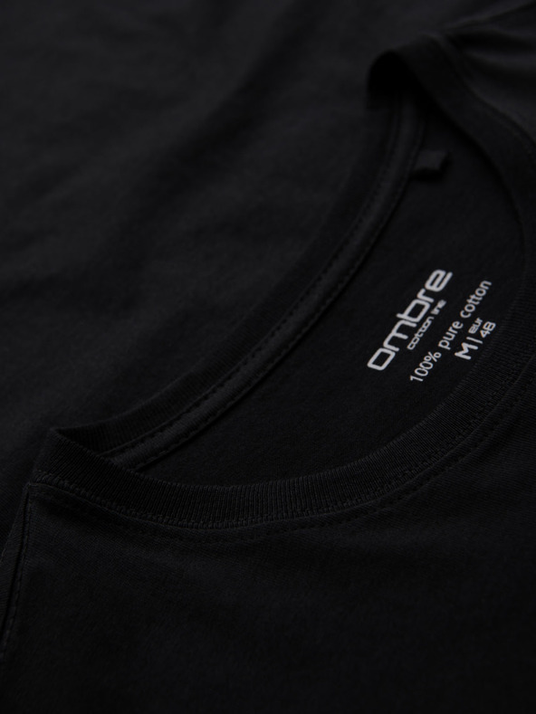 Ombre Clothing Muška pamučna majica BASIC s okruglim izrezom - 3x crna V9 OM-TSBS-0268 (3x BLACK) Ombre Clothing