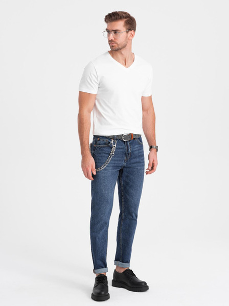 Ombre Clothing Muška majica s V izrezom i elastanom - bijela V1 S2040 Ombre Clothing