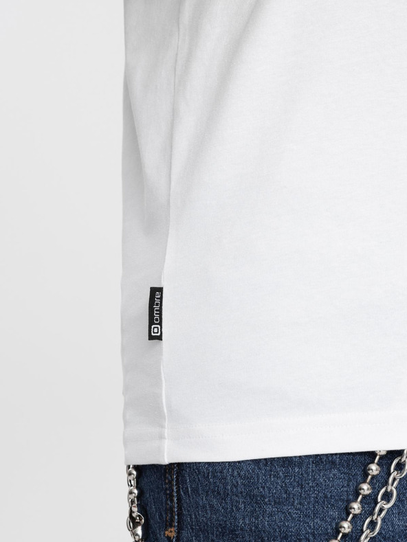 Ombre Clothing Muška majica s V izrezom i elastanom - bijela V1 S2040 Ombre Clothing
