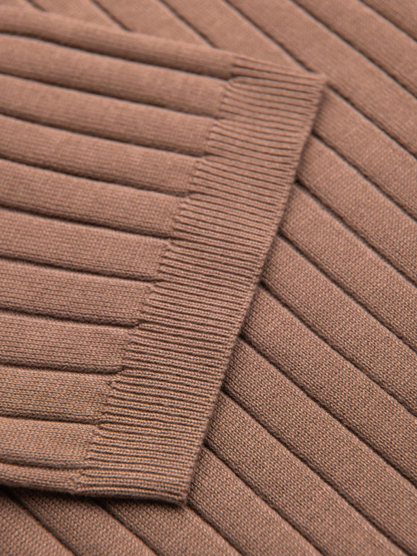 Ombre Clothing Muška polokošulja SLIM FIT od viskozne s okomitim prugama - svijetlo smeđa V5 OM-POSS-0169 Ombre Clothing