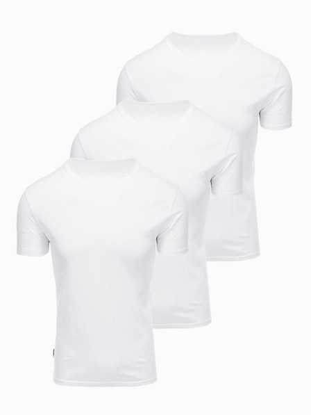 Ombre Clothing Muška pamučna majica BASIC s okruglim izrezom - 3x bijela V11 OM-TSBS-0268 (3x BIJELA) Ombre Clothing