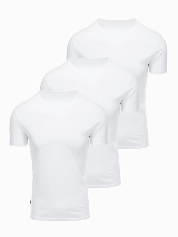Ombre Clothing Muška pamučna majica BASIC s okruglim izrezom - 3x bijela V11 OM-TSBS-0268 (3x BIJELA) Ombre Clothing