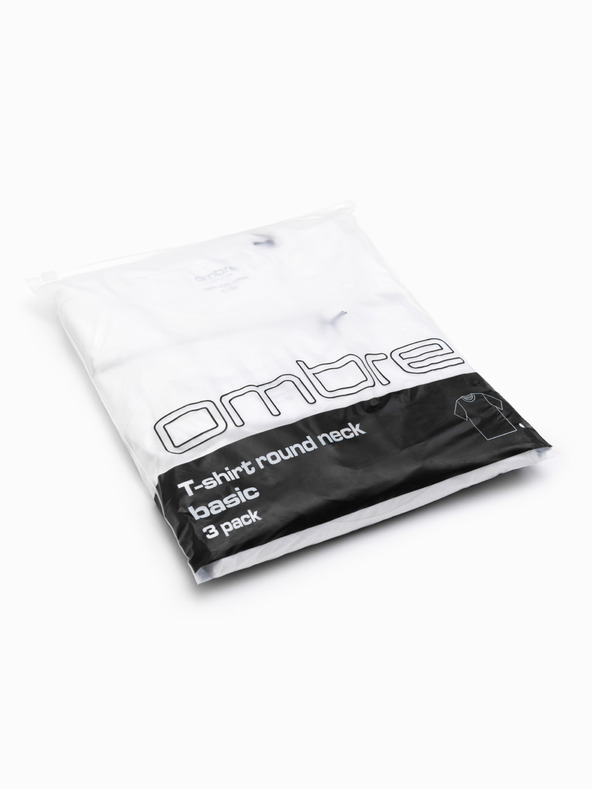 Ombre Clothing Muška pamučna majica BASIC s okruglim izrezom - 3x bijela V11 OM-TSBS-0268 (3x BIJELA) Ombre Clothing