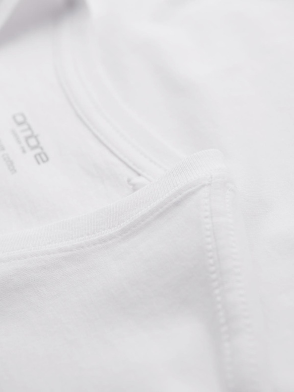 Ombre Clothing Muška pamučna majica BASIC s V izrezom - sivo-zelena/bijela/bež V14 OM-TSBS-0281 Ombre Clothing