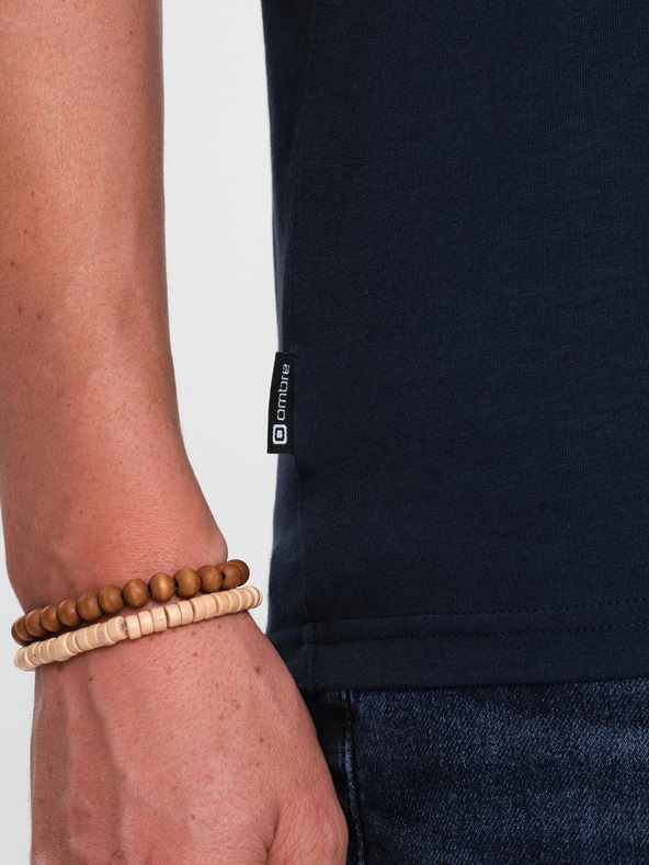 Ombre Clothing Potpisana muška majica s V izrezom i elastanom - tamno plava V2 S2040 Ombre Clothing