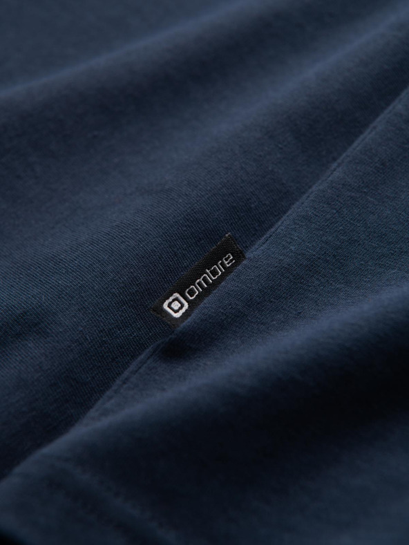 Ombre Clothing Potpisana muška majica s V izrezom i elastanom - tamno plava V2 S2040 Ombre Clothing