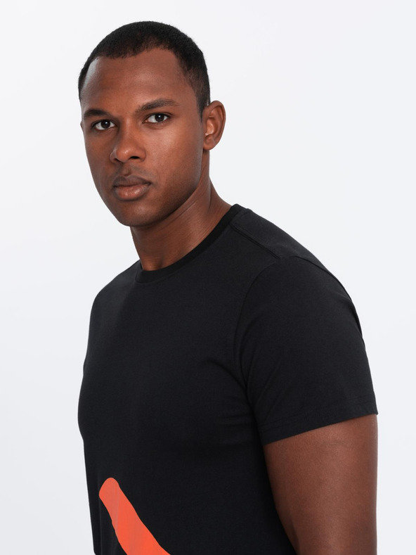 Ombre Clothing Muška pamučna majica s kontrastnom dvobojnom tiskanom - crna V1 OM-TSPT-0219 Ombre Clothing