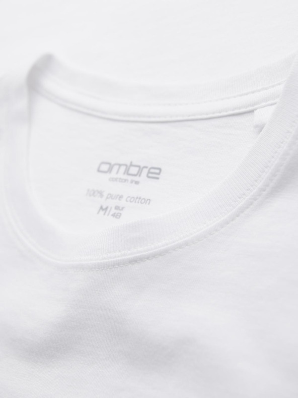 Ombre Clothing Muška pamučna košulja BASIC s okruglim izrezom - sivo-zelena/bijela/bež V14 OM-TSBS-0268 Ombre Clothing