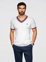 Ombre Clothing Muška viskozna majica s V izrezom - bijela V1 OM-TSCT-0266 Ombre Clothing