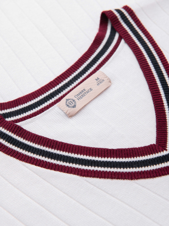 Ombre Clothing Muška viskozna majica s V izrezom - bijela V1 OM-TSCT-0266 Ombre Clothing