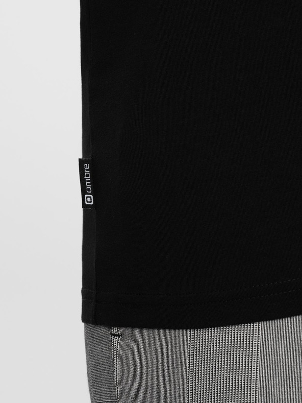 Ombre Clothing Muška majica s V izrezom i elastanom - crna V3 S2040 Ombre Clothing