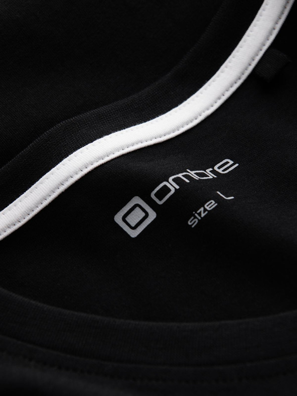 Ombre Clothing Muška majica s V izrezom i elastanom - crna V3 S2040 Ombre Clothing
