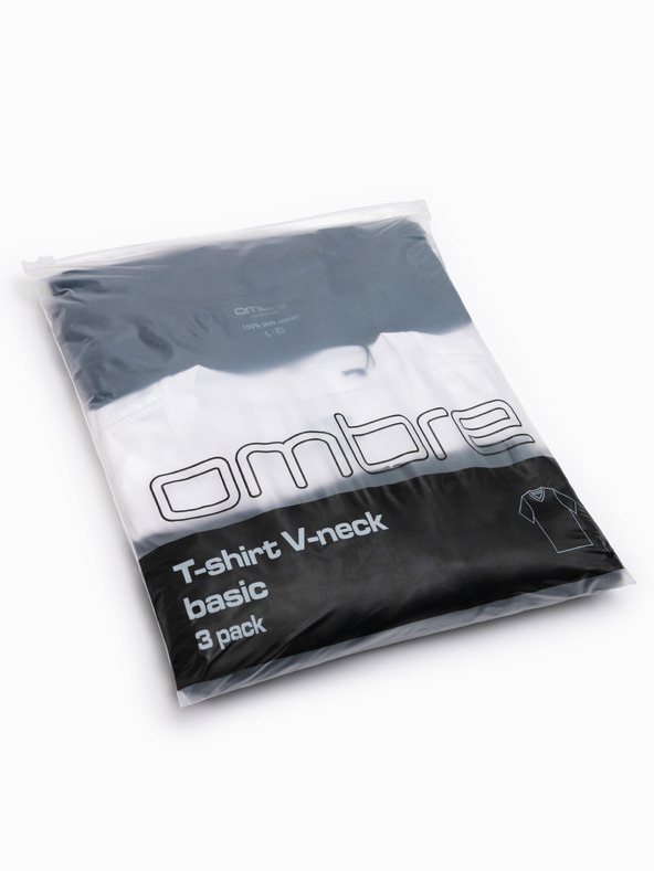 Ombre Clothing Muška pamučna majica BASIC s V izrezom - crna/bijela/plava V1 OM-TSBS-0281 Ombre Clothing