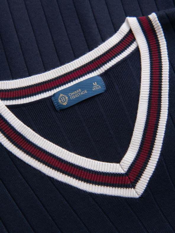 Ombre Clothing Muška viskozna majica sa zmijskim izrezom - tamno plava V2 OM-TSCT-0266 Ombre Clothing