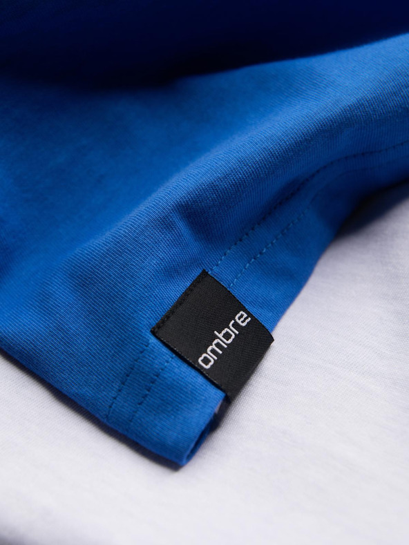 Ombre Clothing Muška pamučna majica u bojama trikolore - bijela i plava V4 OM-TSCT-0174 Ombre Clothing