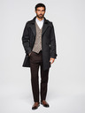 Ombre Clothing Muški dvoredan elegantan kaput SLIM FIT s pojasnom - crni V2 OM-COLC-0146 Ombre Clothing