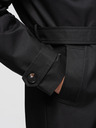 Ombre Clothing Muški dvoredan elegantan kaput SLIM FIT s pojasnom - crni V2 OM-COLC-0146 Ombre Clothing