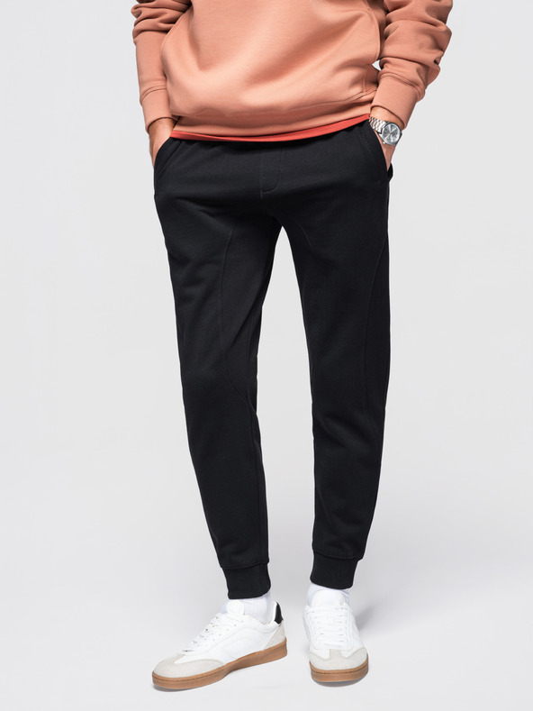 Ombre Clothing Muške trenirke BASIC s rebrasto nogavicom - crne V5 OM-PABS-0305 Ombre Clothing