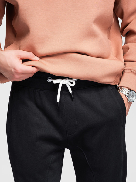 Ombre Clothing Muške trenirke BASIC s rebrasto nogavicom - crne V5 OM-PABS-0305 Ombre Clothing