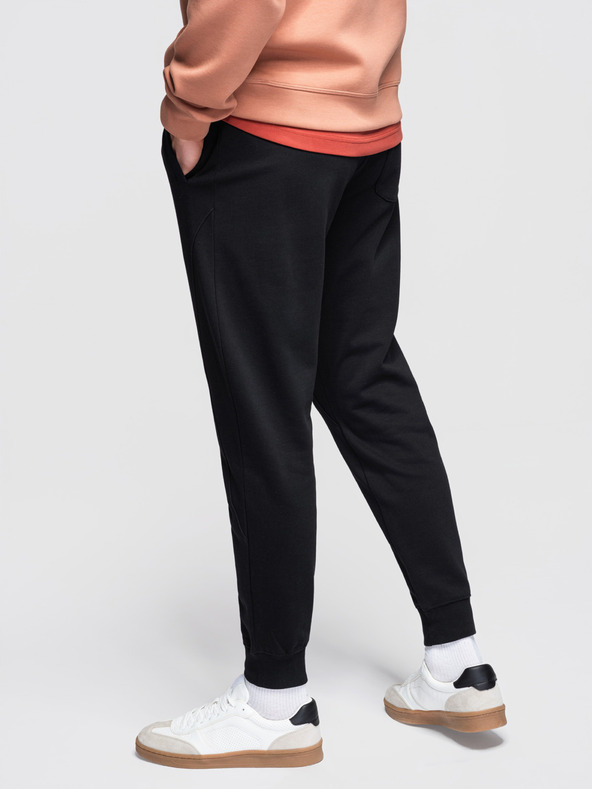 Ombre Clothing Muške trenirke BASIC s rebrasto nogavicom - crne V5 OM-PABS-0305 Ombre Clothing