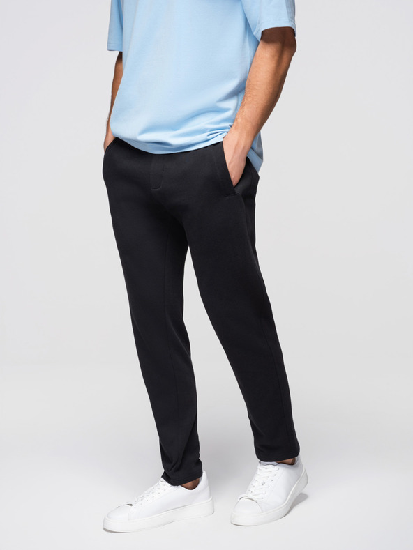 Ombre Clothing Muške pamučne trakupaste hlače BASIC bez podstave - crne V5 OM-PABS-0304 Ombre Clothing