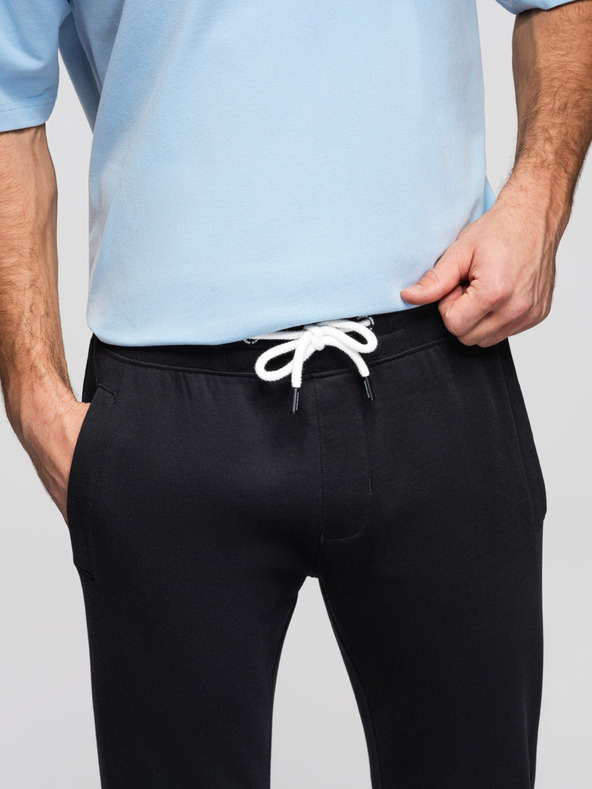 Ombre Clothing Muške pamučne trakupaste hlače BASIC bez podstave - crne V5 OM-PABS-0304 Ombre Clothing