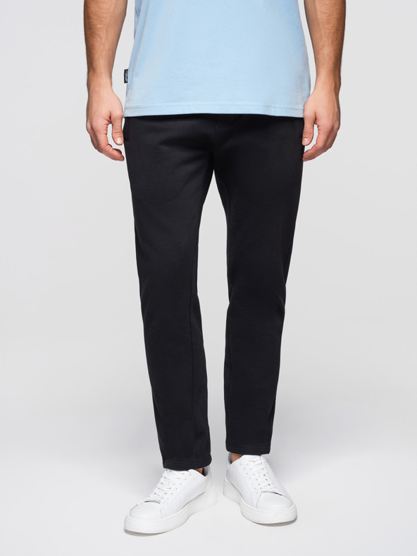 Ombre Clothing Muške pamučne trakupaste hlače BASIC bez podstave - crne V5 OM-PABS-0304 Ombre Clothing