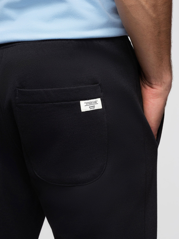 Ombre Clothing Muške pamučne trakupaste hlače BASIC bez podstave - crne V5 OM-PABS-0304 Ombre Clothing