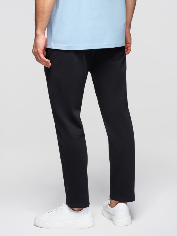 Ombre Clothing Muške pamučne trakupaste hlače BASIC bez podstave - crne V5 OM-PABS-0304 Ombre Clothing