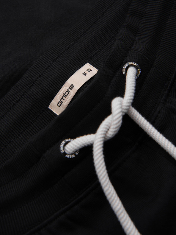 Ombre Clothing Muške pamučne trakupaste hlače BASIC bez podstave - crne V5 OM-PABS-0304 Ombre Clothing