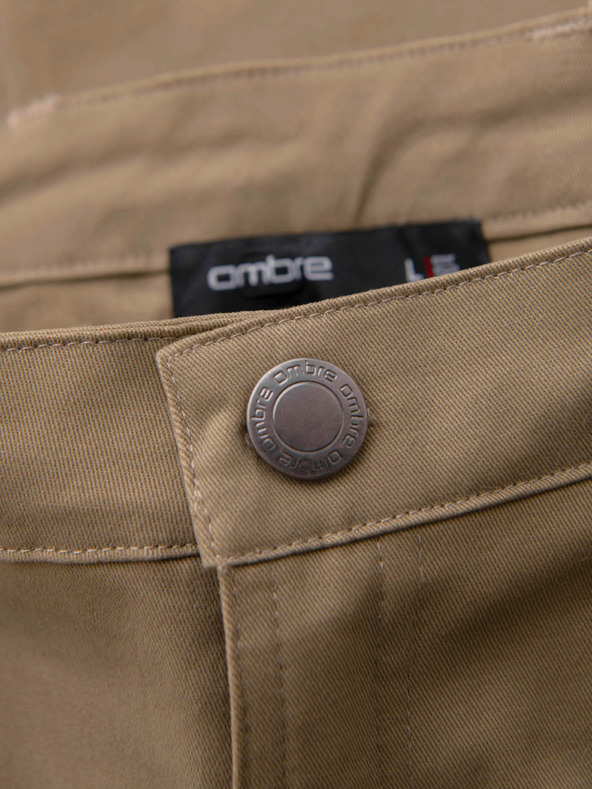 Ombre Clothing Muške hlače s ravnim nogavicama i patentnim džepovima - kaki V3 P1517 Ombre Clothing