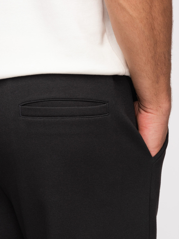 Ombre Clothing Muške trenirke s ravnim nogavicama od glatke pletenine - crne V1 OM-PSBC-0221 Ombre Clothing