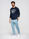 Ombre Clothing Muške trenirke BASIC s rebrastim - plave V7 OM-PABS-0305 Ombre Clothing
