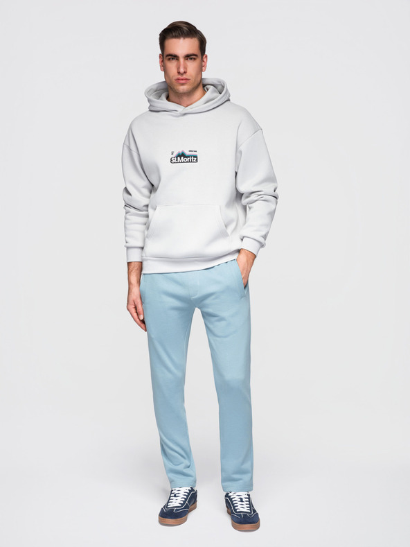 Ombre Clothing Muške pamučne trenirke BASIC s nepodstavljenom nogavicom - svijetlo plave V7 OM-PABS-0304 Ombre Clothing